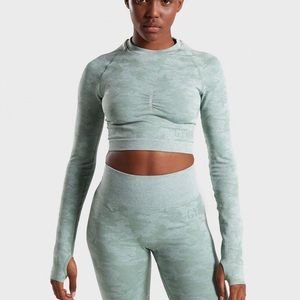 Gymshark camo seamless long sleeve crop top